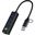 Conceptronic Adapter USB3.0-> RJ45,3xUSB3.0,TypC Ad 0.15m sw